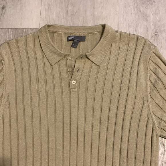 ASOS Design Men’s Muscle Fit Knit Polo Ribbed Short Sleeve‎ tan size XL fitted - Picture 5 of 9